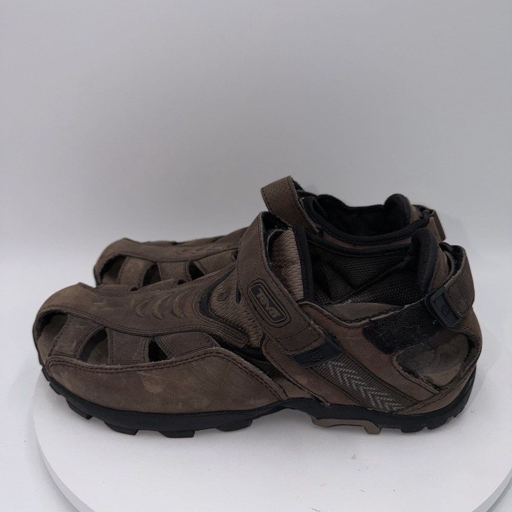 Teva Sampago Fisherman Sandals Mens Size 9 Brown Leather Hiking Camping Gorpcore